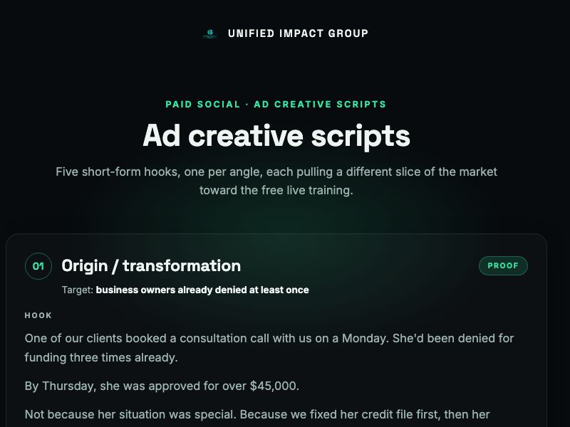 Ad creative scripts preview